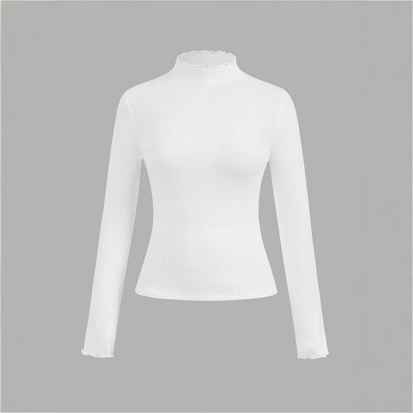 Blusa Ajustada de Punto con Volantes