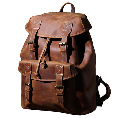 Mochila de Cuero Genuino Retro con Gran Capacidad - Image 4