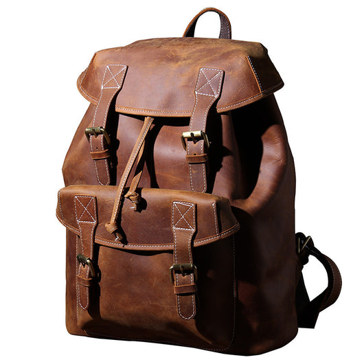 Mochila de Cuero Genuino Retro con Gran Capacidad - Image 4