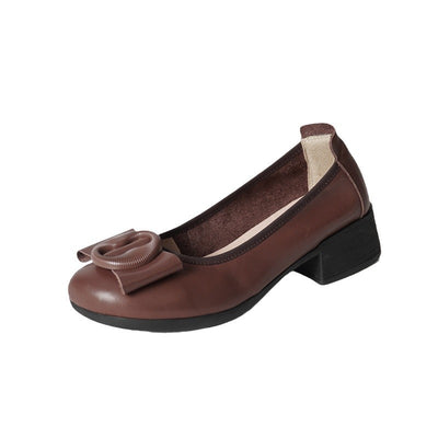 Zapatos Tipo Mocasín de Cuero Auténtico con Tacón Medio para Mujer - Image 5