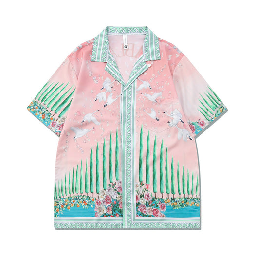 Conjunto de Camisa y Shorts Estampada Cuello Cubano - Lujo Casual de Alta Moda - Image 3