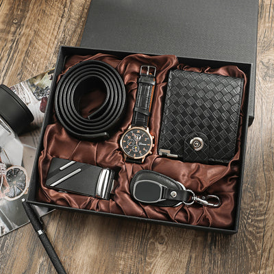 Set Completo: Reloj, Cartera, Cinturón y Llavero para Hombre