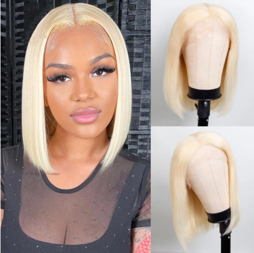 Peluca Bob Rubio 613 Cabello Humano Liso Corto para Mujer - Image 10