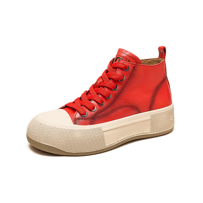 Tenis Altos Casuales de Cuero Premium Estilo Vintage para Mujer - Image 7