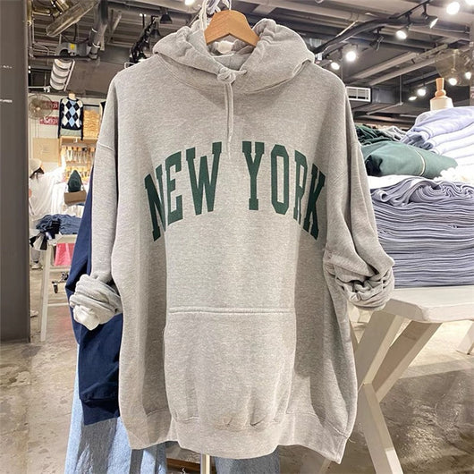 Sudadera Retro Holgada con Capucha y Estampado de Letras - Modelos para Parejas - Image 3