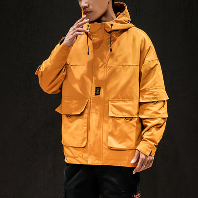 Chaqueta Funcional con Capucha y Múltiples Bolsillos para Hombre - Estilo Urbano Otoño