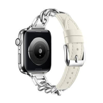 Correa Apple Watch Cuero y Acero Inoxidable con Cadena Denim - Image 8