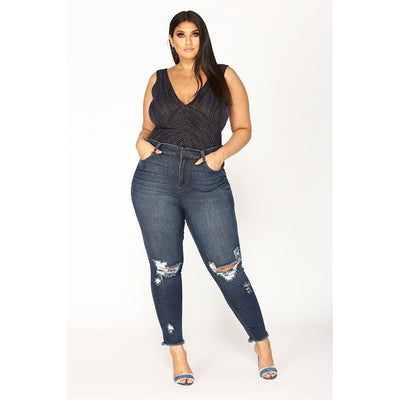 Jeans Talla Grande Rotos con Levantador de Cadera y Tecnología Stretch - Image 8