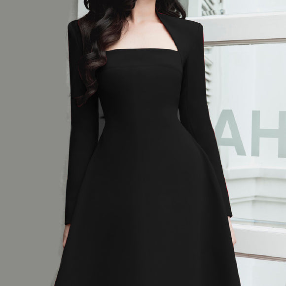 Vestido Largo Rojo de Manga Larga para Mujer