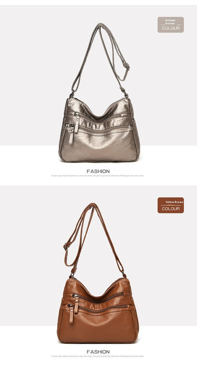 Bolso Bandolera de Cuero Genuino Lavado - Diseño Minimalista Versátil - Image 19