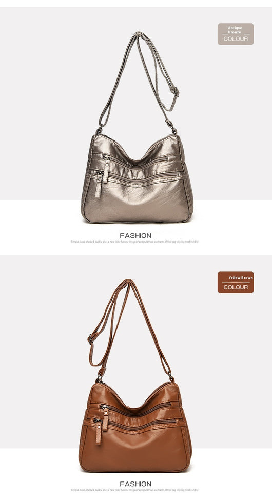 Bolso Bandolera de Cuero Genuino Lavado - Diseño Minimalista Versátil - Image 19