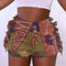 Shorts Casual Étnico Tweed con Bolsa de Borlas Estampada