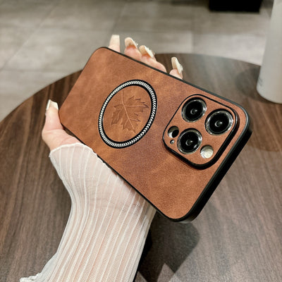 Funda Magnética para Celular en Cuero de Cordero con Diseño de Hoja de Arce - Image 35
