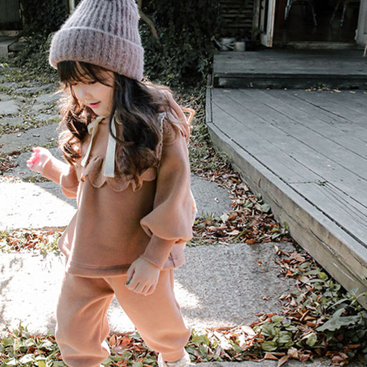 Sudadera con Capucha de Terciopelo y Encaje para Niñas Talla Plus