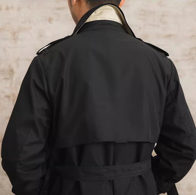 Abrigo Gabardina Impermeable Doble Cuello Hombre Largo Doble Botonadura - Image 16
