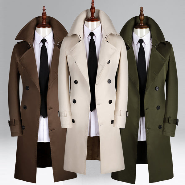Abrigo Ejecutivo Doble Botonadura Primavera Otoño Slim Fit Estilo Británico