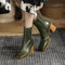Botas Retro de Tacón Chunky y Punta Cuadrada en Piel de Cordero para Mujer