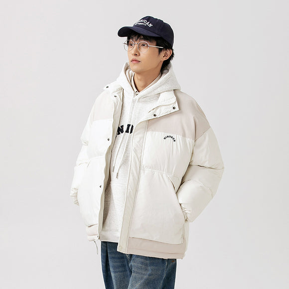 Jaqueta de Veludo Cotelê Acolchoada com Costura Grossa Retrô de Inverno