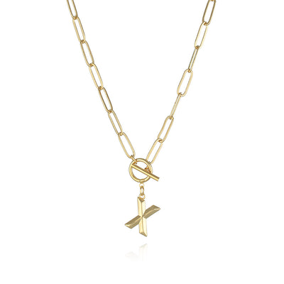 Collar de Letra Chapado en Oro Real Estilo Hip Hop - Image 11