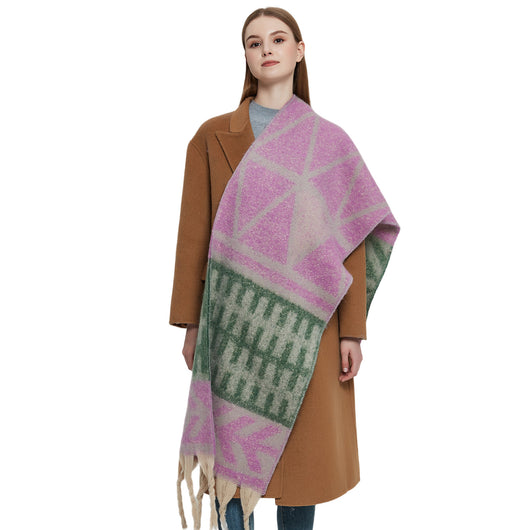 Pashmina de Otoño Invierno con Borlas - Tejido Grueso Europeo Estilo Moderno - Image 4