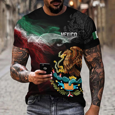 Playera Holgada Águila y Serpiente Cuello Redondo para Hombre - Image 12
