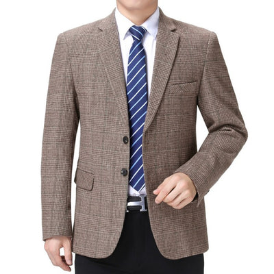 Blazer Cuadros Gris Elegante de Una Botonadura - Image 3