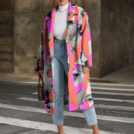 Abrigo de Lana con Estampado Dragón y Fénix - Chaqueta Solapa Larga - Image 3