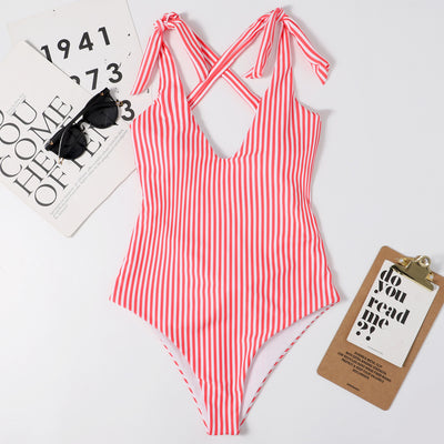 Traje de Baño Entero Ajustado con Estampado de Rayas - Image 19