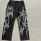 Unisex Black Graffiti Urban Fade-Resistant Jeans