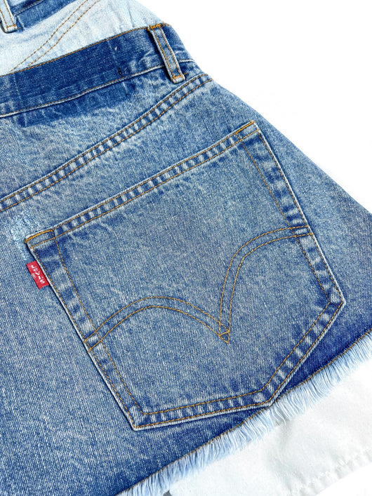 Falda Denim Corta Bicolor con Cintura Ajustable - Image 10