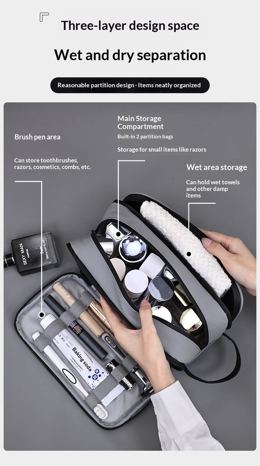 Neceser de Viaje Hombre Tres Compartimentos - Organizador Premium de Cosméticos - Image 10
