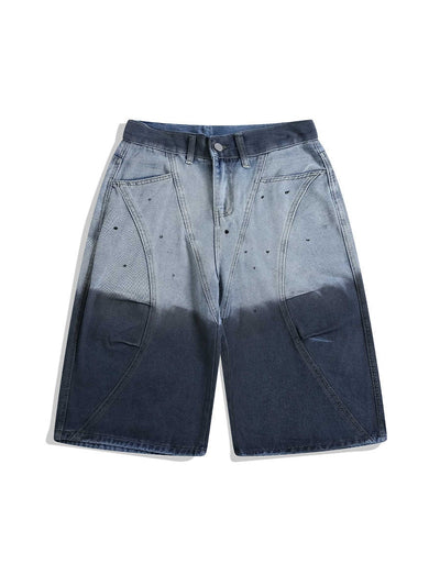 Jeans Cropped Desteñido Tie-dye Degradado Estilo Vintage - Image 3
