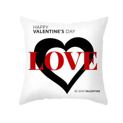 Funda de Almohada Día de San Valentín Letras Cartoon Roja - Tela Melocotón - Image 19