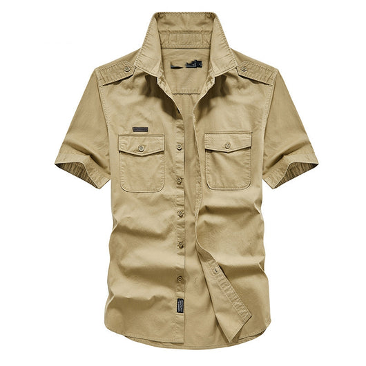 Camisa de Algodón Puro para Hombre - Manga Tres Cuartos Casual Outdoor - Image 3