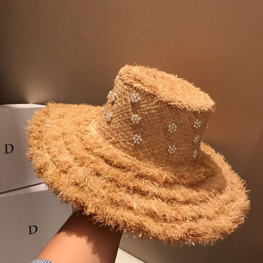 Sombrero de Rafia Tejido a Mano con Perlas - Colección Verano - Image 13
