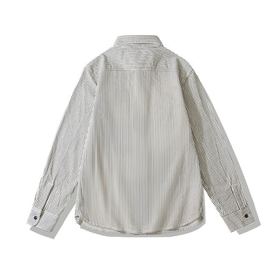 Camisa Retro de Rayas Verticales Manga Larga para Hombre - Image 29