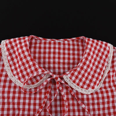 Conjunto Dos Piezas: Blusa Cuadros Suelta con Cordones y Pantalón Ancho - Image 16