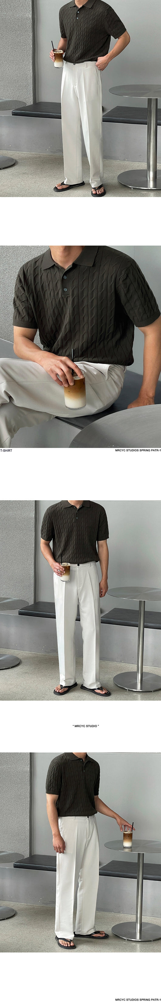 Polo Tejido Manga Corta Hombre - Cuello Fino Fit Relajado - Image 7