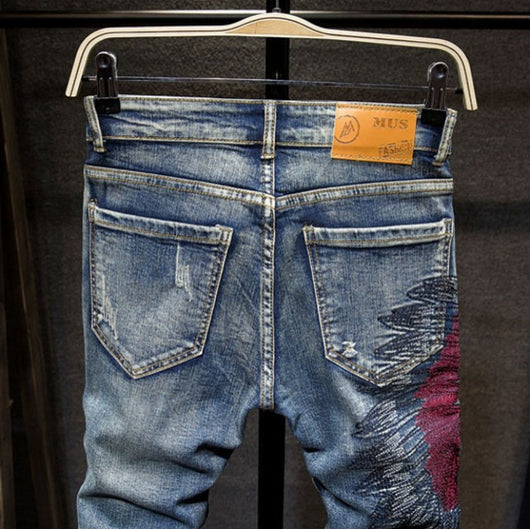 Jeans Slim Fit Rasgados con Bordados para Hombre - Image 6