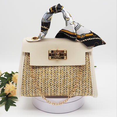 Bolsa Tejida Estilo Pastoral para Niña - Bolso Mensajero de Paja Portátil - Image 9