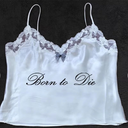 Top Corto sin Mangas con Estampado de Letras en Encaje - Image 7