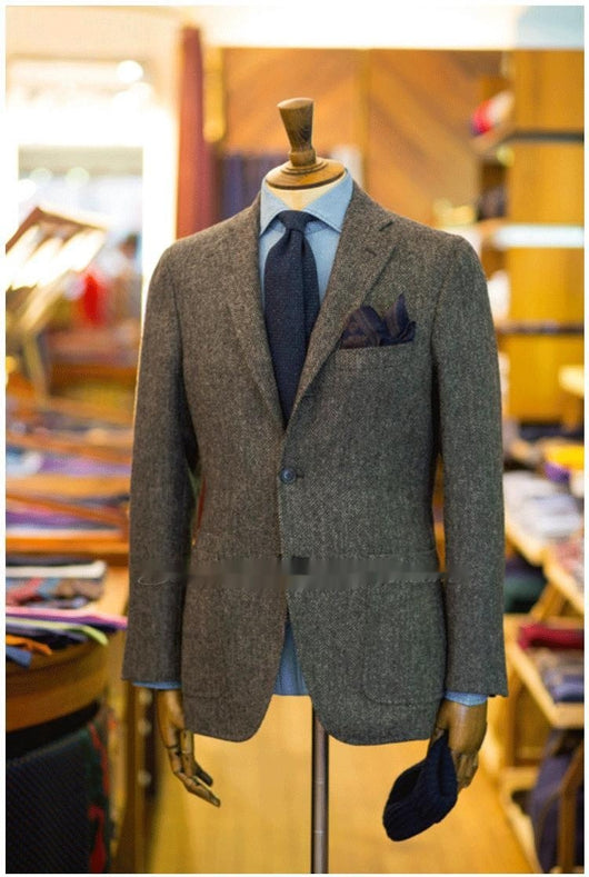 Blazer de Tweed Lana Estilo Británico Retro para Hombre - Image 15