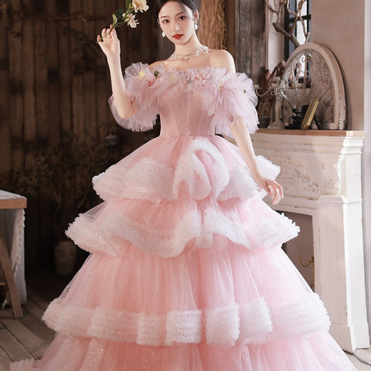 Vestido de Banquete Asimétrico Floral de Alta Gama para Mujer