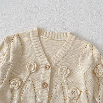 Cardigan Infantil Tejido a Mano con Flores - Image 17