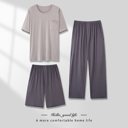 Pijama Hombre Modal Verano - Set 3 Piezas Manga Corta Transpirable - Image 9