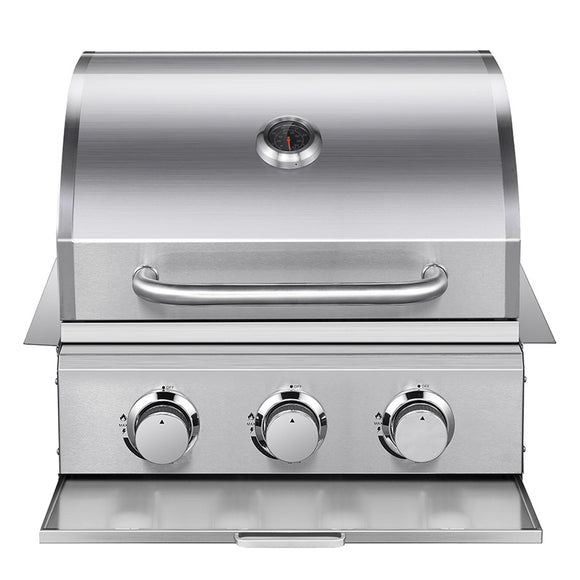 Asador de Gas Empotrable de Tres Quemadores en Acero Inoxidable