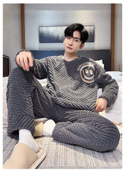 Pijama Térmico de Terciopelo Coral para Hombre - Abrigo Invierno - Image 16