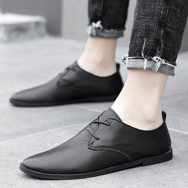 Zapatos Casuales de Cuero Blanco con Suela Suave - Estilo Británico Moderno