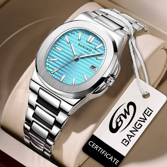 Reloj Hombre Acero Inoxidable Resistente al Agua con Esfera Luminosa