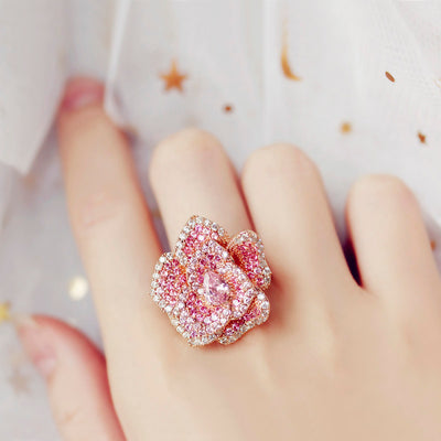 Anillo Rosa Tridimensional en Piedras Preciosas - Diseño Industrial - Image 9